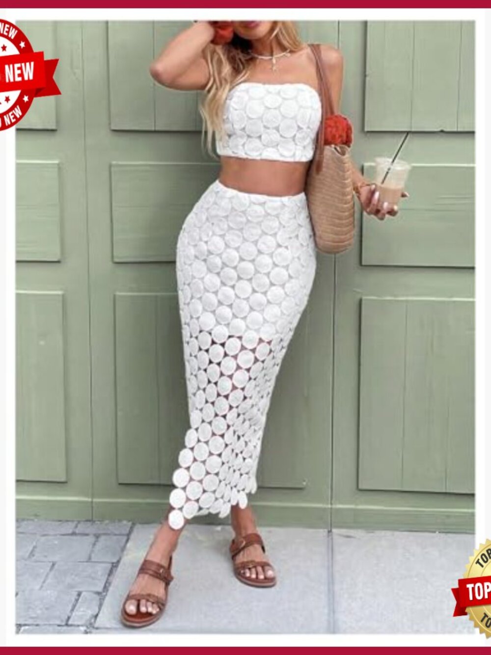 Summer 2 Piece Set Tie Back Crop Tube Top Maxi Skirt Vacation Outfit - Picture 4 of 5